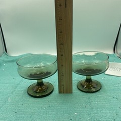 2 Vintage Smoke Brown Glasses Sherbet Dessert Champagne Pedestal MCM Tawny