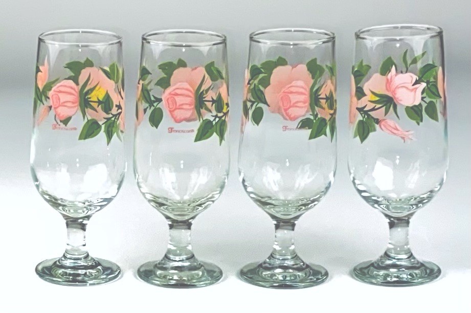 Franciscan Desert Rose Iced Tea / Water / Wine 7 1/4” Glasses Goblets (4)