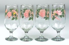 Franciscan Desert Rose Iced Tea / Water / Wine 7 1/4” Glasses Goblets (4)