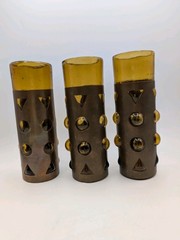 Hi Ball Glasses Felipe Derflingher Caged Imprisoned Amber Brutalist MCM Mexico