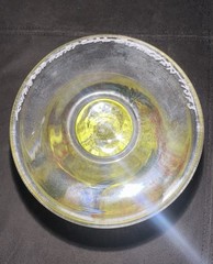 Signed Bertil Vallien KOSTA BODA (Satellite 1992) Yellow Art Glass 18 cm
