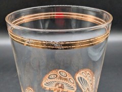 Culver MCM 22K Gold Magic Mushroom Highball Glass Art Nuevo Mid Century