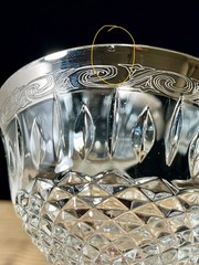 Vintage Champagne Coupe Cut Crystal Glass Silver Trim Cocktail Glasses Set 4 MCM