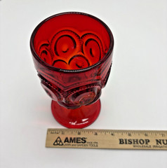 Vintage LE Smith Ruby Red Moon and Star Wine Water Goblet 5 7/8″