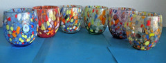 Murano Art Glass Tumblers Set of 6 multicolor Confetti Made Italy G22