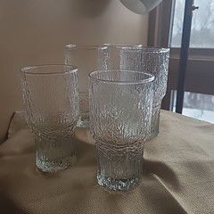 5 Vintage Glacier Clear Indiana Glass IIttala Style Highball Tumbler 5 5/8″