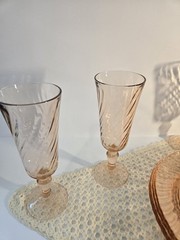 Vintage Arcoroc France Rosaline Pink Swirl 9-Pc Glassware Set – Beautiful Color