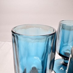 VTG MCM Set 5 Indiana Glass Colony Nouveau 6″ Riviera Blue Stemmed Goblets