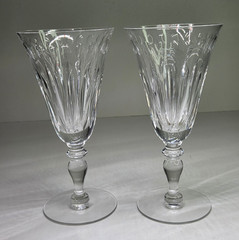 Pair Of Hawkes St George Water Goblets Glasses Wine 7″ Discontinued Stem # 6030