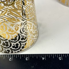 Vintage Hollywood Regency Gold Gilt Glasses MCM Cocktail Tumblers Pair