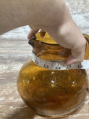 Handmade Artland Iris 90 oz Glass Pitcher in Amber With Bubble Seeding – Rare