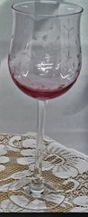 LENOX Heather Pink, Tulip Wine Glass, Blown Glass, Clear Stem, 8-7/8 Tall