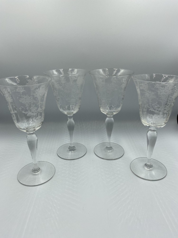 Vintage Morgantown Mayfair Glass Water Coblets. Set of 4.