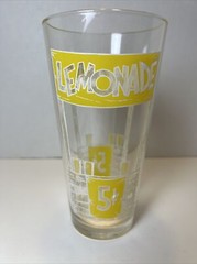 Vintage Culver 5 Cent Lemonade Glass Yellow & White 6 3/4” Tall