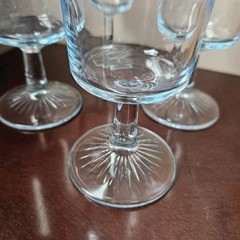 4 Light Ice Blue Pedestal Glasses Star Base Vintage 6.5″ High 10 Oz