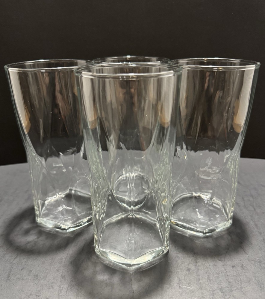 Vintage Set of 4 Crisa Libbey Rhombus Geometric Highball / Tumbler Glasses
