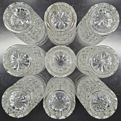 9 Anchor Hocking Wexford 10 Oz Tumblers Vintage Clear Diamond Cut Etch Retro Lot