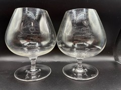 ESTATE CLASSIC GLASS OR CRYSTAL SNIFTER COGNAC BRANDY PAIR GLASSWARE BARWARE
