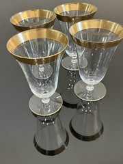 Glastonbury Lotus Gold Rim Water / Iced Tea Glasses 5.5″ Vintage 1960 Set Of 4
