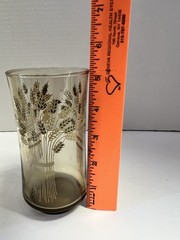 Vintage Libbey Golden Wheat Smoke Glass Tumblers Set of 3 5.5” Mid Century