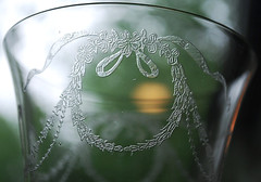 Vtg Set 4 FOSTORIA ‘GARLAND’ Needle Etched Water Goblets/Glasses 8 oz 6.75″ 1915