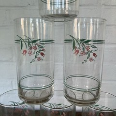 Lot 6 Vintage Corning Corelle Drinking Glasses Rosemarie Tulip Tumblers 16 oz
