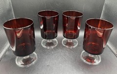 Vtg Luminarc Cavalier Ruby Red Wine Glasses France Cristal D’Arques 8 Pc Set