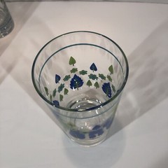 8 Marcrest Swiss Alpine Chalet 12 Oz Tumblers W/Brass MCM Rack Vtg Blue Green