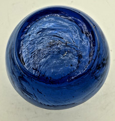 Cobalt Blue Juice Glasses Cups Set 5 VTG Handblown Art Glass Optic Swirl 4oz