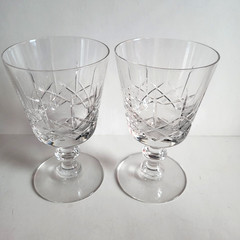 Stuart Glengarry Cambridge Sherbet Water Wine Glasses Set Of Two Diamond Cut