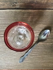 Cranberry Punch Cup ~ Thumb Print Pattern with Handle ~ Two Mold Design ~ 1950s