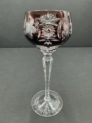 Nachtmann Traube Crystal Wine Glass Dark Red Cut to Clear 8 1/4″ Germany