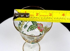 Elegant Glass Clear Crystal Heavy Enamelled Floral Vintage 7.1″ Wine Glass 1980s