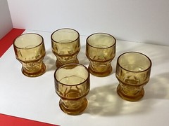 Set of five Georgian juice glasses honeycomb Amber gold￼