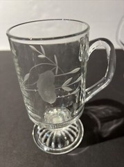 2 Princess House Heritage #504 Footed mugs Etched 8oz Irish Coffee Cafe Cup Mug.