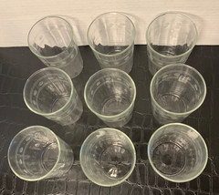 Vintage Anchor Hocking Glasses 4″Tall Tumblers Circle & Stripe Pattern Qty 9