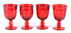 VTG Noritake PROVINCIAL Red Amberina Set of 4 Small Wine Goblets Glasses 4 5/8″