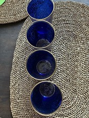 Set of Four Blue Moroccan Tea Glasses. EUC. Excellent Condition