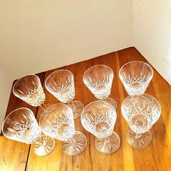 8 VTG NEW 9-10+oz IRE MADE Waterford Crystal LISMORE 5 7/8″ Claret Wine Glasses