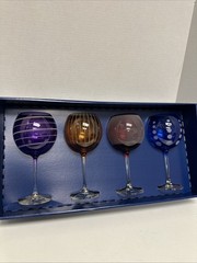 Mikasa France Large Balloon Goblet 9″ Wine Glass Water 4 Stem Set Cheers Mix HTF