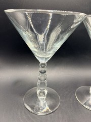 2 Vtg Libbey Metropolis Clear 8 Oz Liquor/Martini Glasses, Graduated Ball Stems