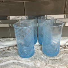 Murano Alessandro Coppola Hand Blown Finger hold Glass Tumblers 4 Glasses ITALY