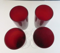 LENOX -Holiday Gems Ruby- Red Crystal Blown Glass Champagne Flutes (4) VTG