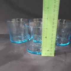 Wheaton Optical Blue Tint Tumblers, Set of 4, Swirl Design, Vintage Drinkware