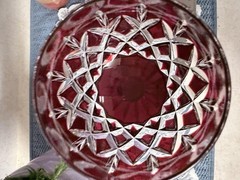 Ajka Red Cut To Clear Crystal Wine Glass Long Stem Hungary 24% PbO Decor