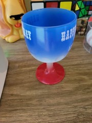 Happy Birthday America Bicentennial Red, White, Blue Goblet Glass 1776-1976 70s
