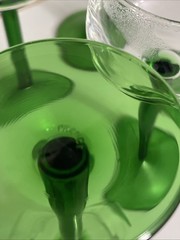 Set Of 6 Vintage Luminarc France Emerald Green Stem Rhine Wine Glasses