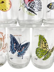 Set of 8 Vega Butterflies Glasses Tumblers Each Different Butterfly 5″