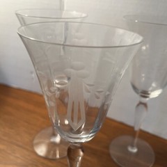 VINTAGE CLEAR CUT FLORAL OPTIC PANEL CRYSTAL STEMWARE GLASSES 8 1/4″ SET OF 6