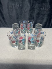 Vintage Anchor Hocking 1986 CHD Tulips & Butterflies By Jamie 8 5.5”